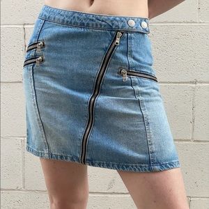 👖 Biker moto style zipper denim wrap skirt